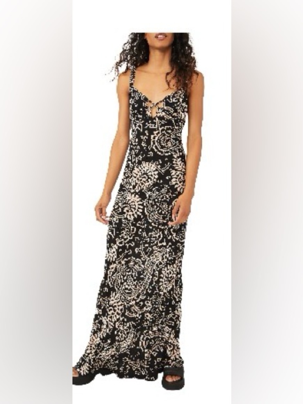 Free People Mystical Mindset Maxi Dress - Black & Cream Floral